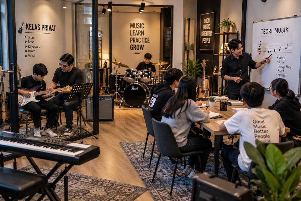 Suasana kelas di Wayes Music Course Bali